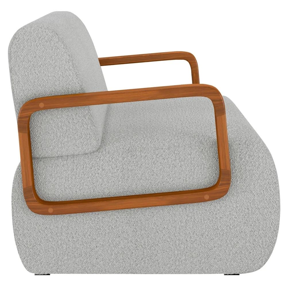 Poltrona Decorativa Orgânica para Sala Kit 2 Belarus Z08 Boucle Cinza Claro - Mpozenato