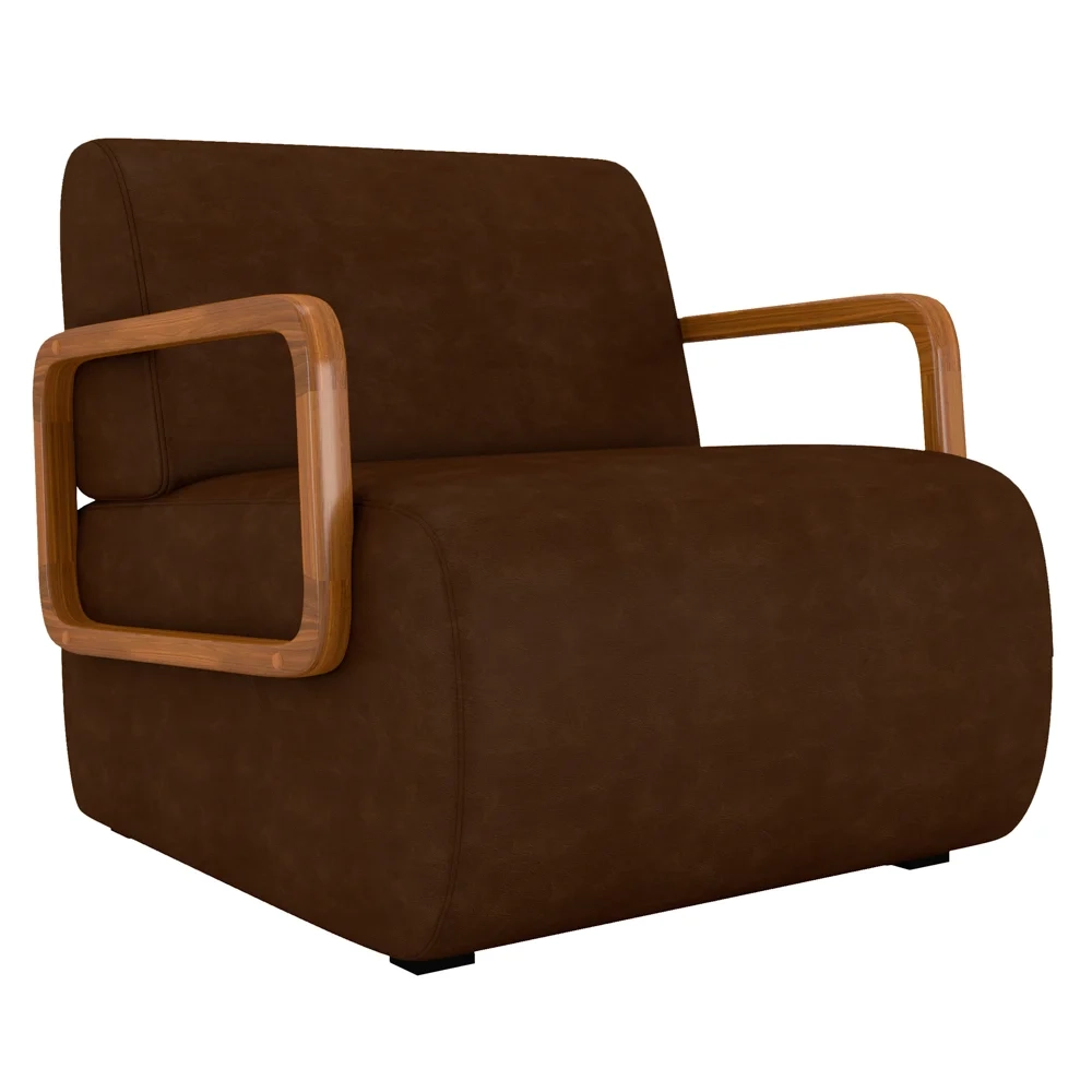 Poltrona Decorativa Orgânica Kit 2 Belarus Z08 Sintético Marrom Escuro - Mpozenato