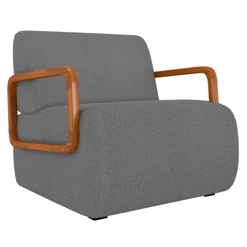 Poltrona Decorativa Orgânica para Sala Kit 2 Belarus Z08 Boucle Cinza - Mpozenato