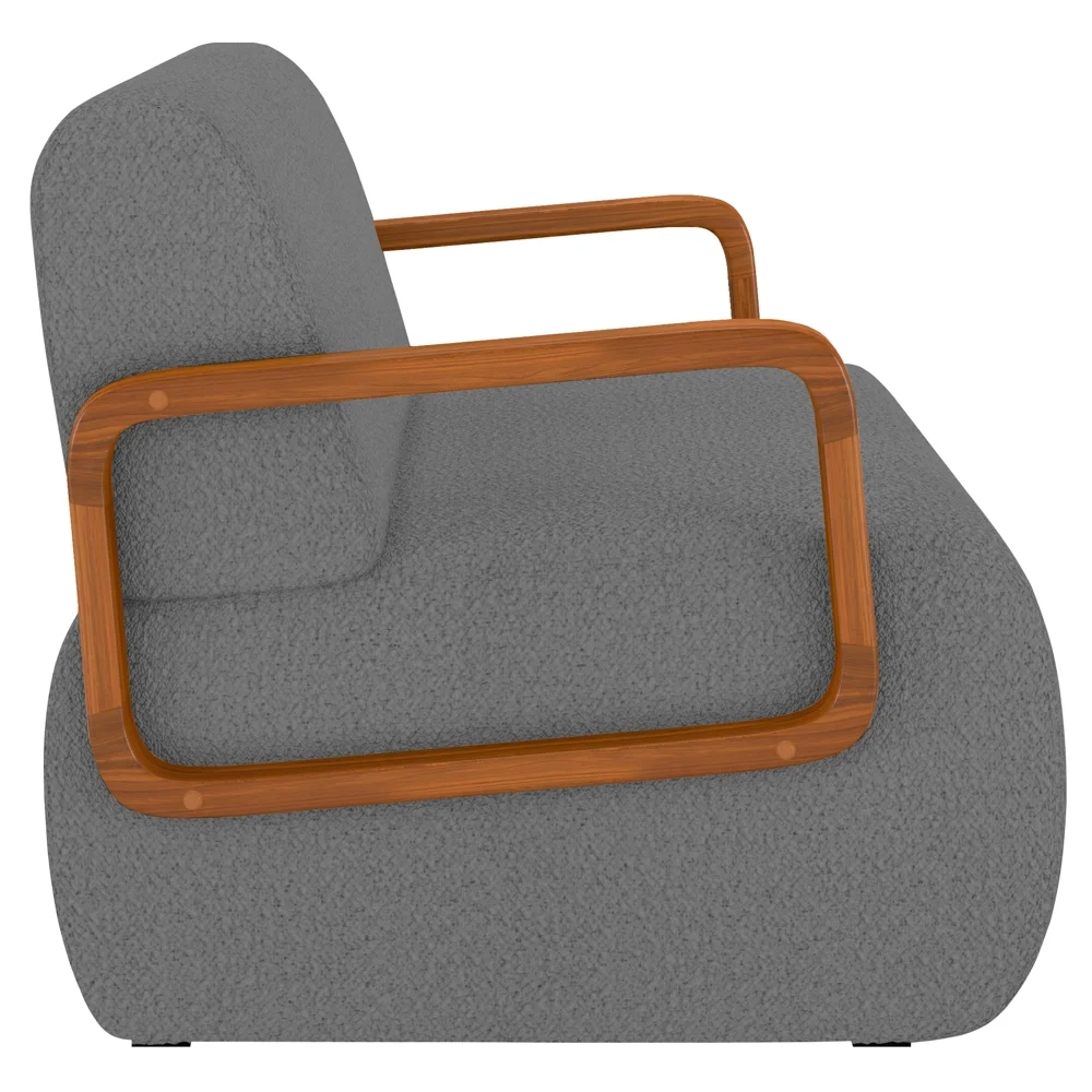 Poltrona Decorativa Orgânica para Sala Kit 2 Belarus Z08 Boucle Cinza - Mpozenato