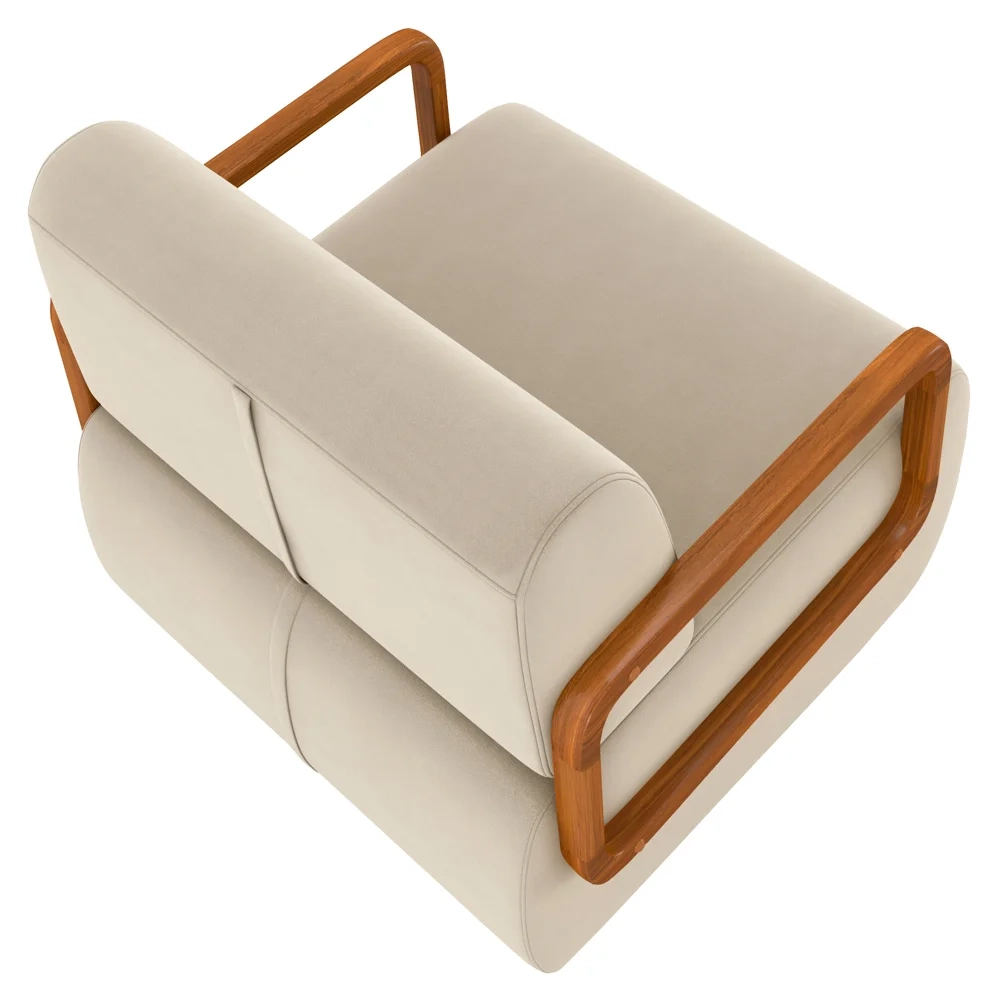 Poltrona Decorativa Orgânica para Sala Kit 2 Belarus Z08 Veludo Bege - Mpozenato