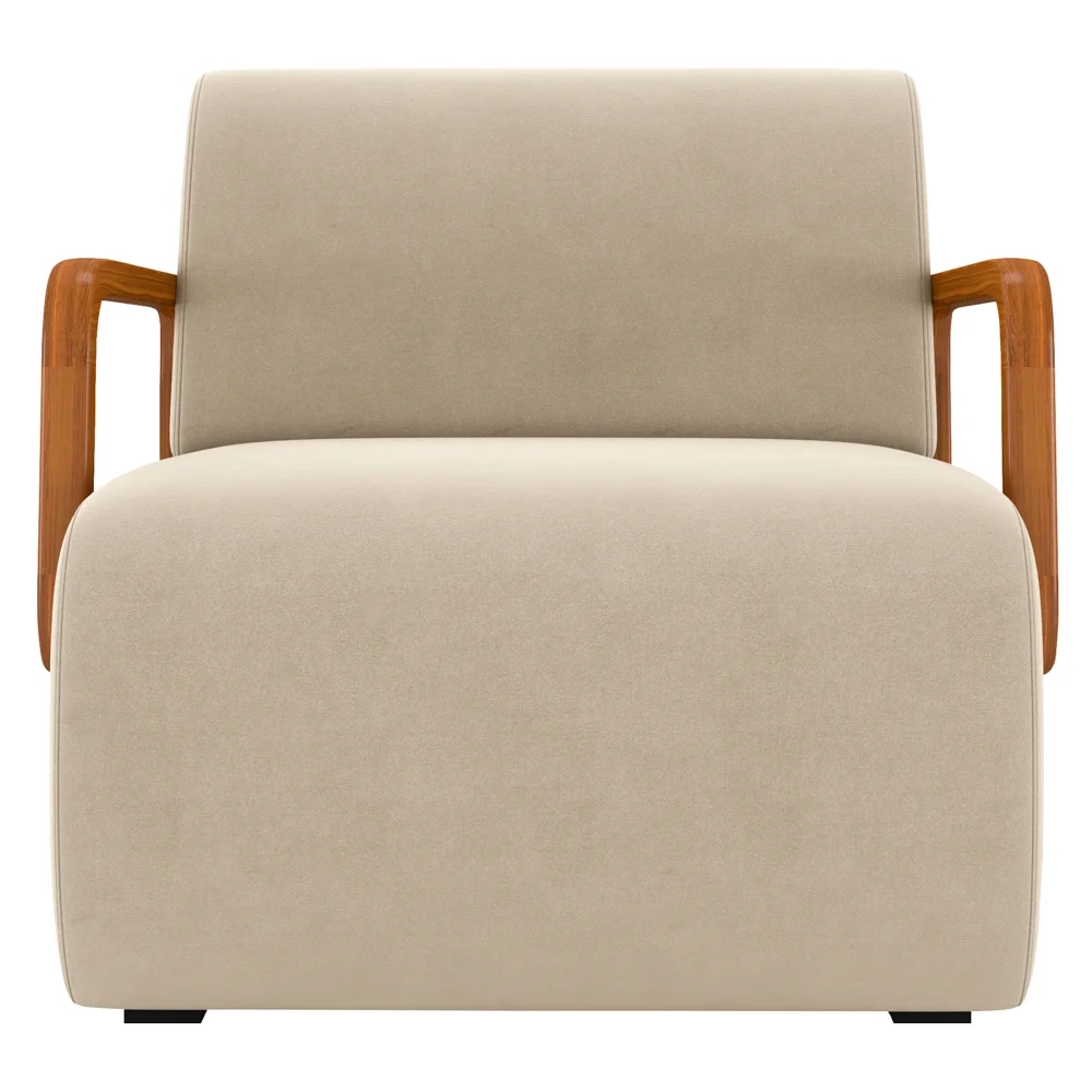 Poltrona Decorativa Orgânica para Sala Kit 2 Belarus Z08 Veludo Bege - Mpozenato