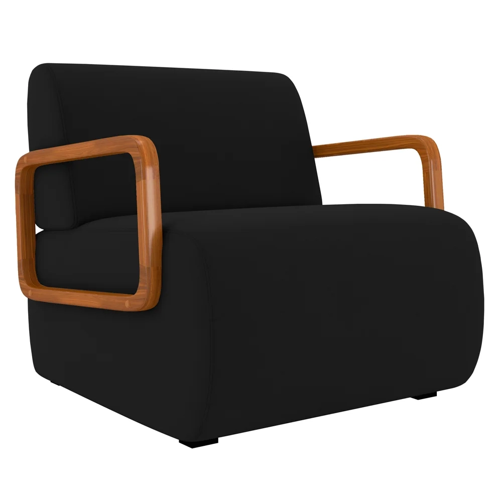 Poltrona Decorativa Orgânica para Sala Kit 2 Belarus Z08 Veludo Preto - Mpozenato