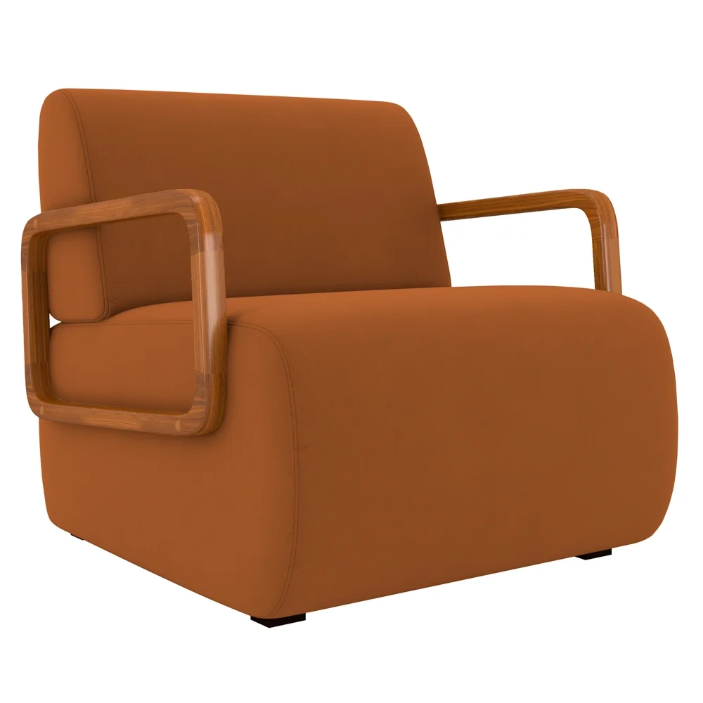 Poltrona Decorativa Orgânica para Sala Kit 2 Belarus Z08 Veludo Telha - Mpozenato