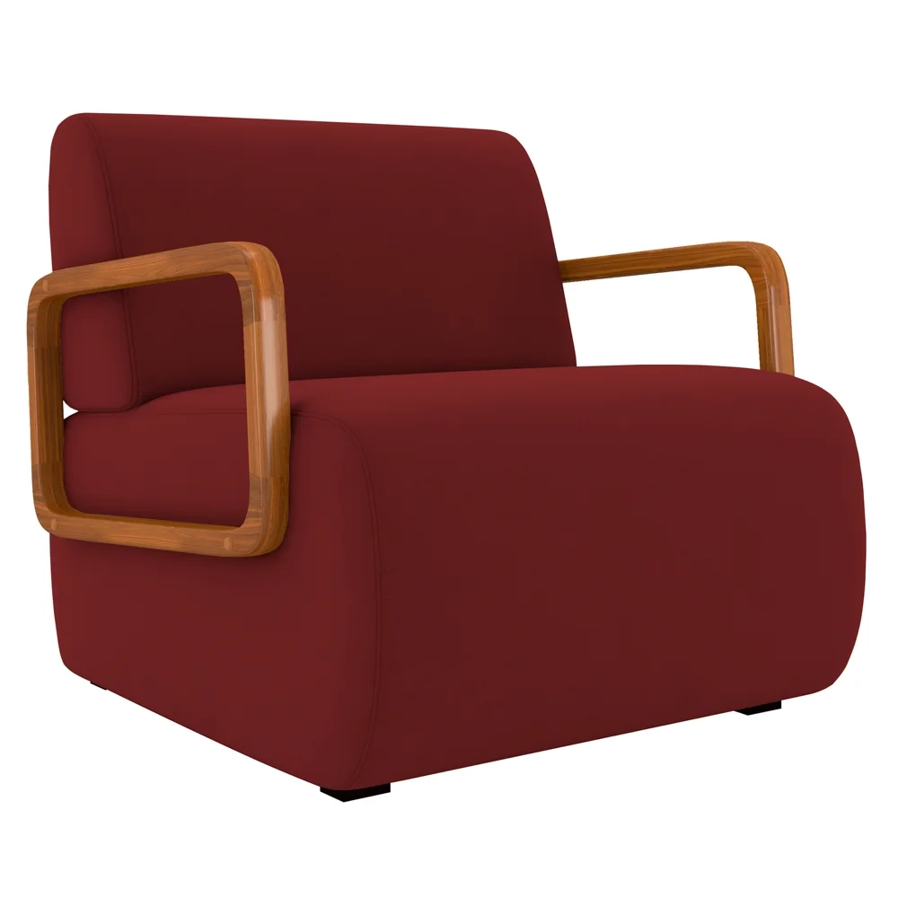 Poltrona Decorativa Orgânica para Sala Kit 2 Belarus Z08 Veludo Vermelho - Mpozenato