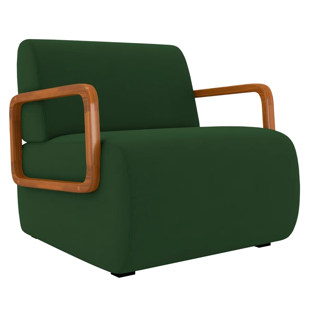 Poltrona Decorativa Orgânica para Sala Kit 2 Belarus Z08 Veludo Verde Musgo - Mpozenato