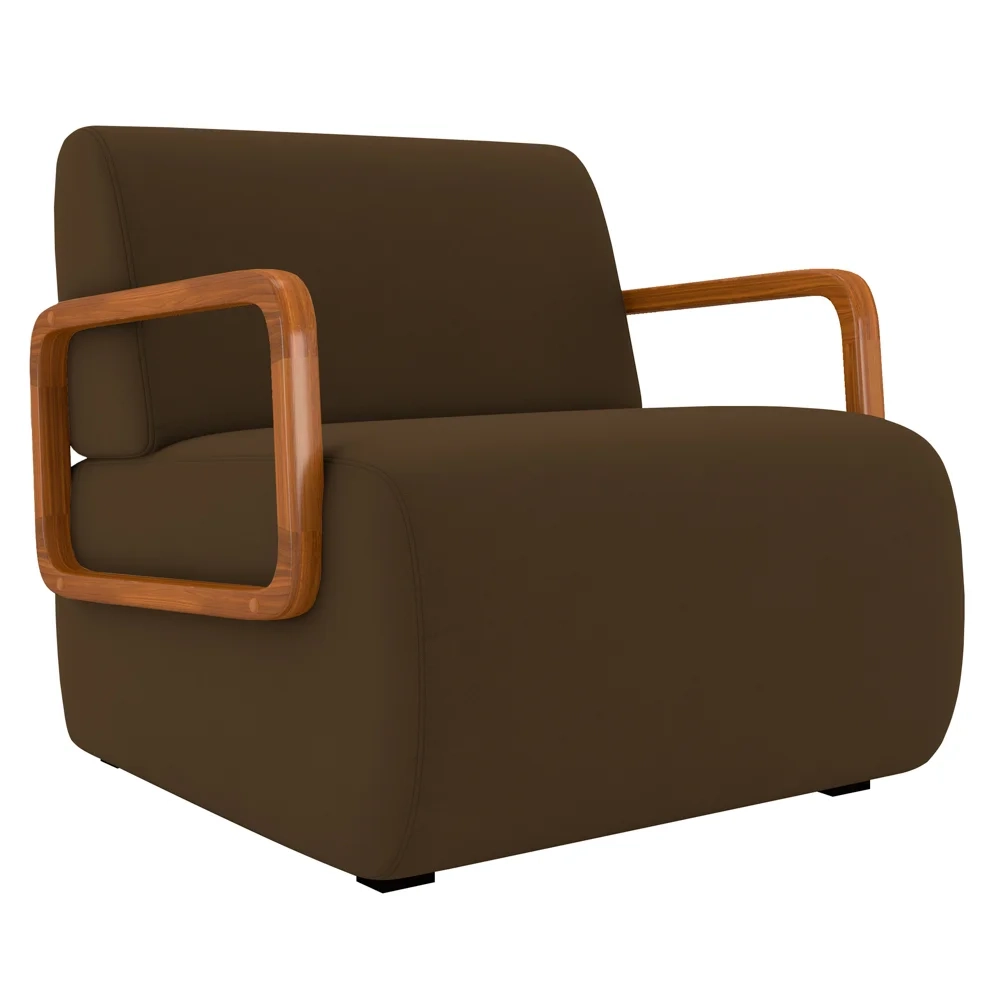 Poltrona Decorativa Orgânica para Sala Kit 2 Belarus Z08 Veludo Marrom - Mpozenato