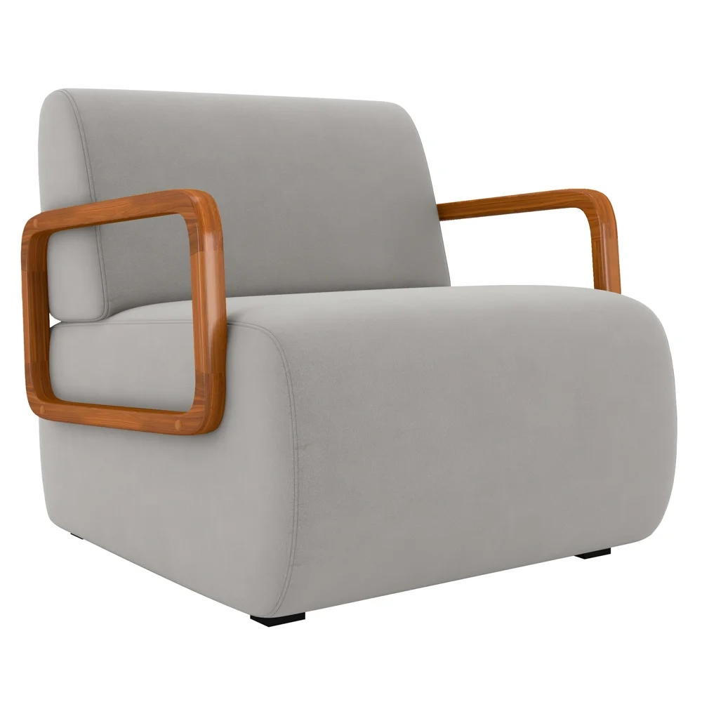 Poltrona Decorativa Orgânica para Sala Kit 2 Belarus Z08 Veludo Cinza - Mpozenato