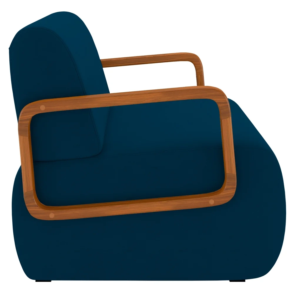 Poltrona Decorativa Orgânica para Sala Kit 2 Belarus Z08 Veludo Azul - Mpozenato