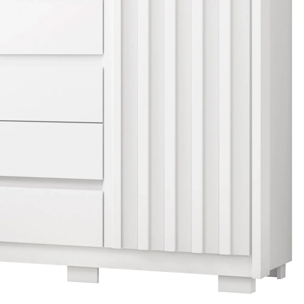 Cômoda Sapateira 1 Porta 5 Gavetas 125cm Duetto Branco - Albatroz