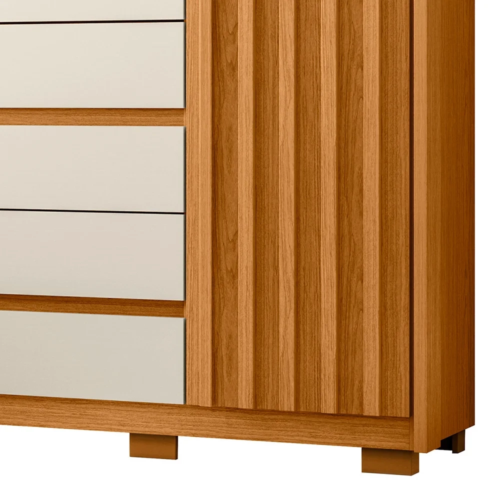 Cômoda Sapateira 1 Porta 5 Gavetas 125cm Duetto Cinamomo/Off White - Albatroz
