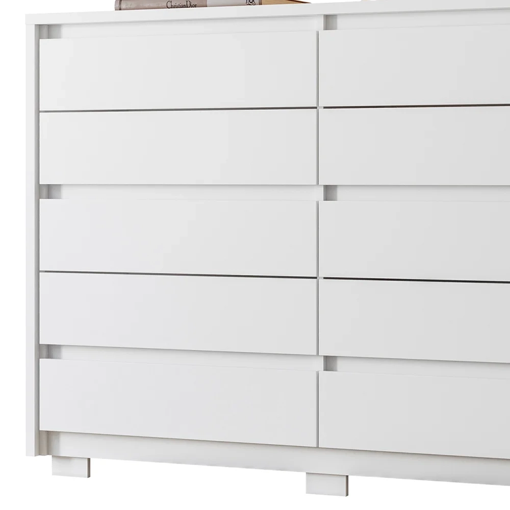 Cômoda para Quarto 10 Gavetas 151cm Duetto Branco - Albatroz