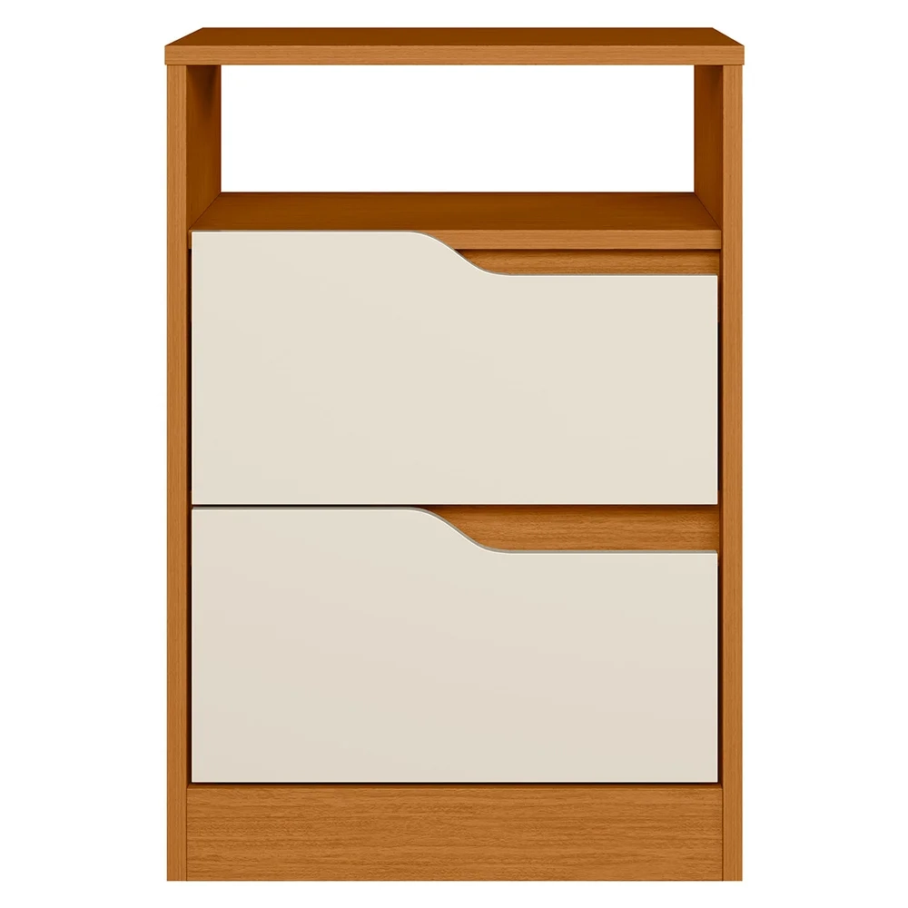 Mesa de Cabeceira 2 Gavetas Sole Flex Cinamomo/Off White - Albatroz
