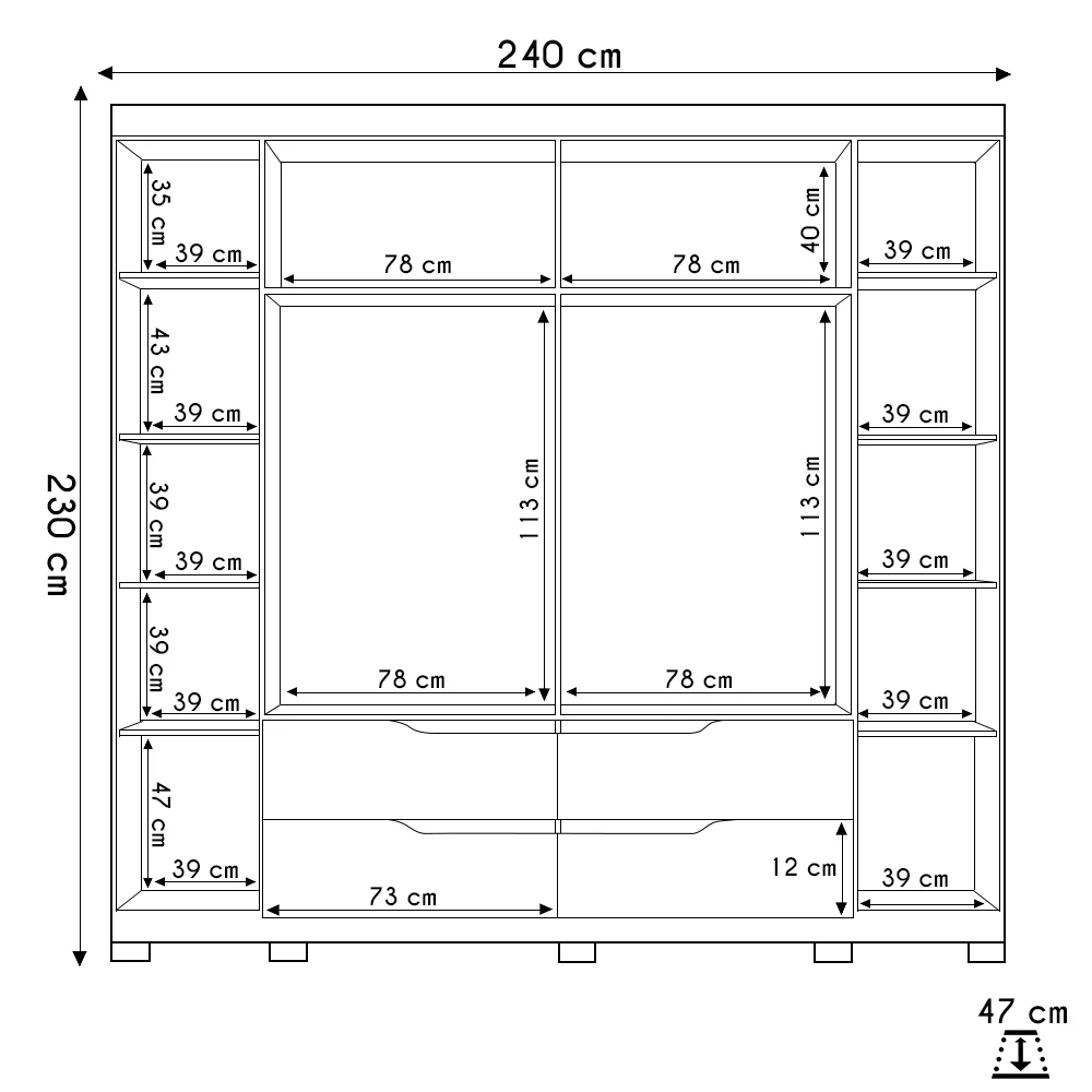 Guarda Roupa Casal 6 Portas 4 Gavetas 240cm Doble Cinamomo/Off White - Albatroz