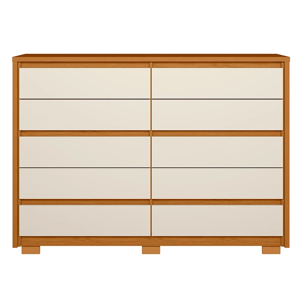 Cômoda para Quarto 10 Gavetas 151cm Duetto Cinamomo/Off White - Albatroz