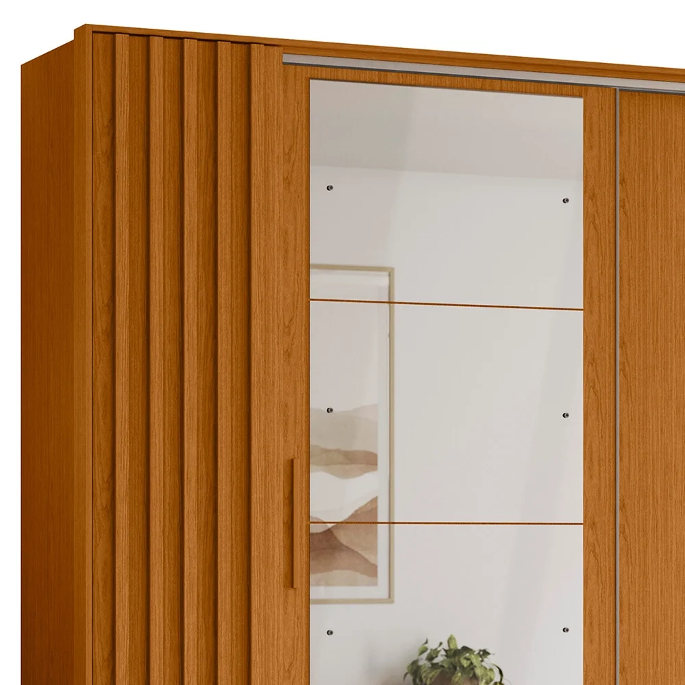 Guarda Roupa Casal 4 Portas 4 Espelhos Jacarandá Flex Cinamomo/Off White - Albatroz