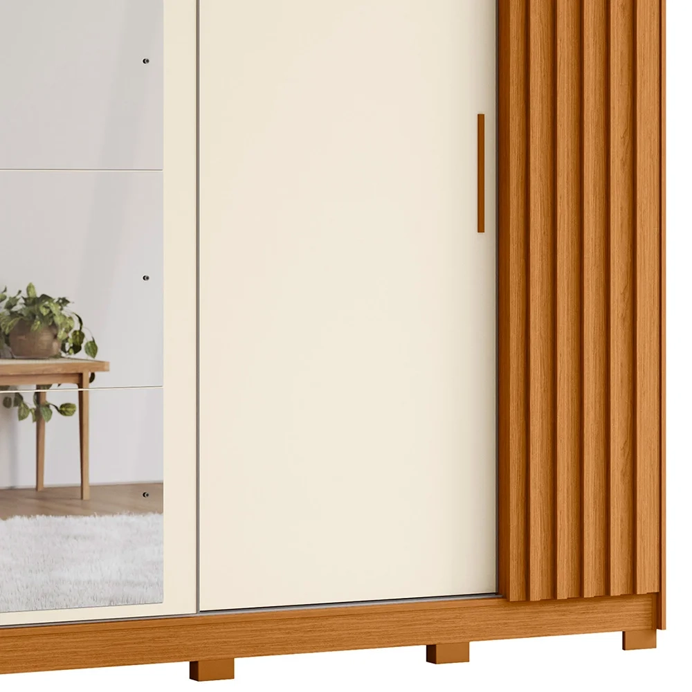 Guarda Roupa Casal 4 Portas 4 Espelhos Jacarandá Flex Cinamomo/Off White - Albatroz