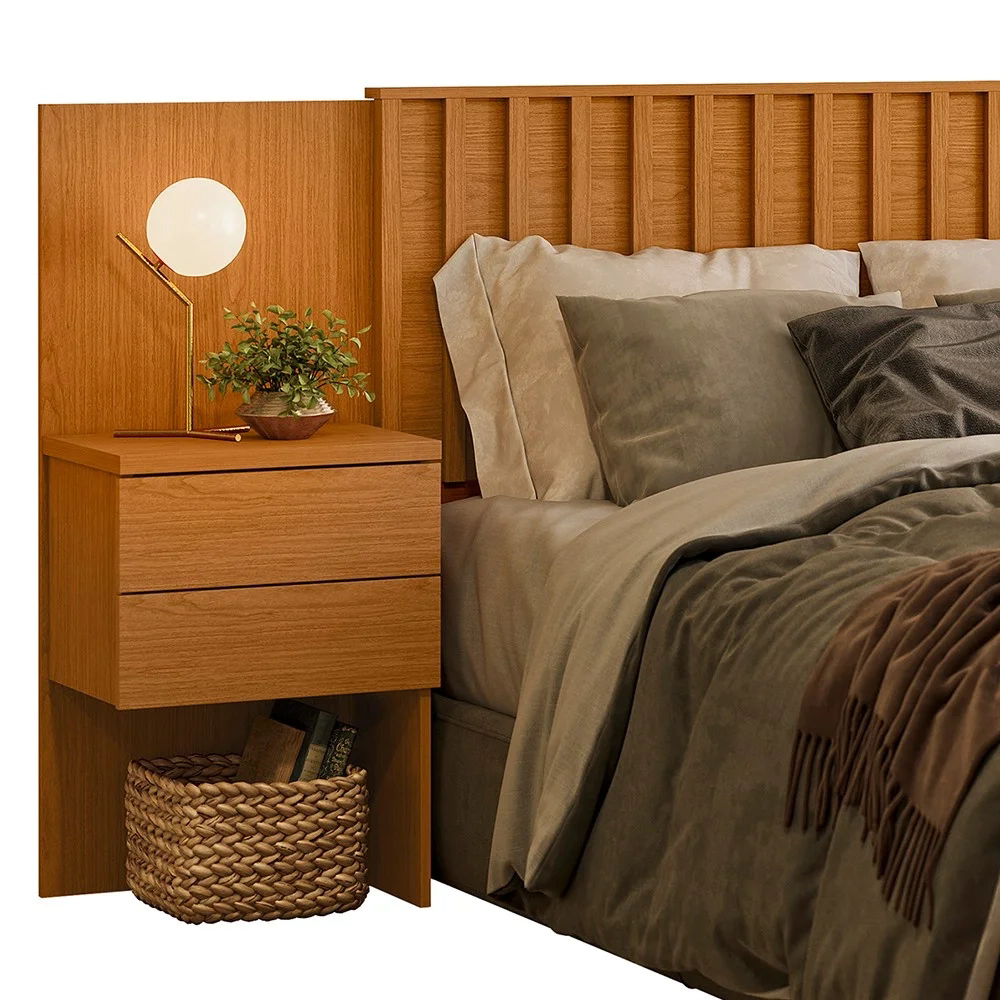 Cabeceira Casal Queen e King com 2 Mesas Laterais Olinda Cinamomo - Albatroz
