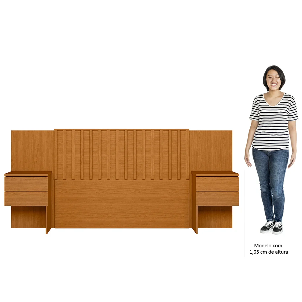 Cabeceira Casal Queen e King com 2 Mesas Laterais Olinda Cinamomo - Albatroz