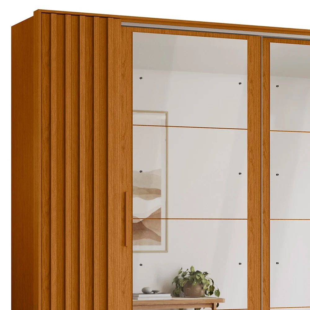 Guarda Roupa Casal 4 Portas 8 Espelhos Jacarandá Flex Cinamomo/Off White - Albatroz