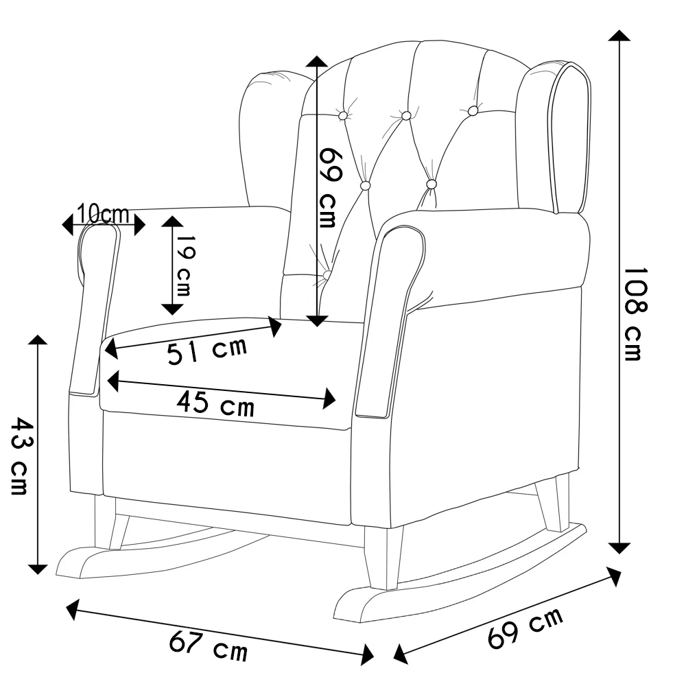 Poltrona de Amamentação Base Madeira Balanço Lucy Z39 Sintético Bege - Mpozenato