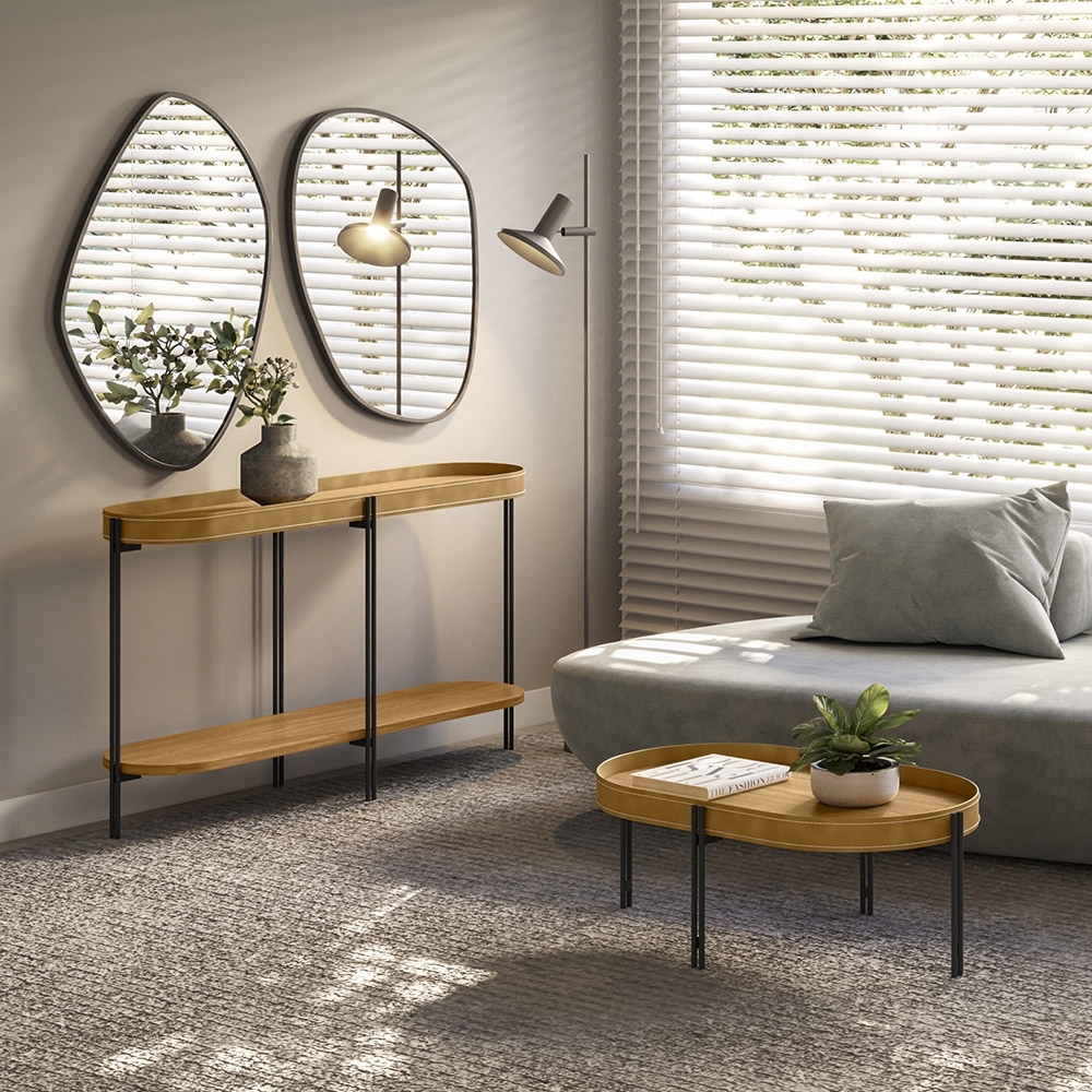 Aparador e Mesa de Centro Estilo Industrial Ville Caramelo L06 - Mpozenato