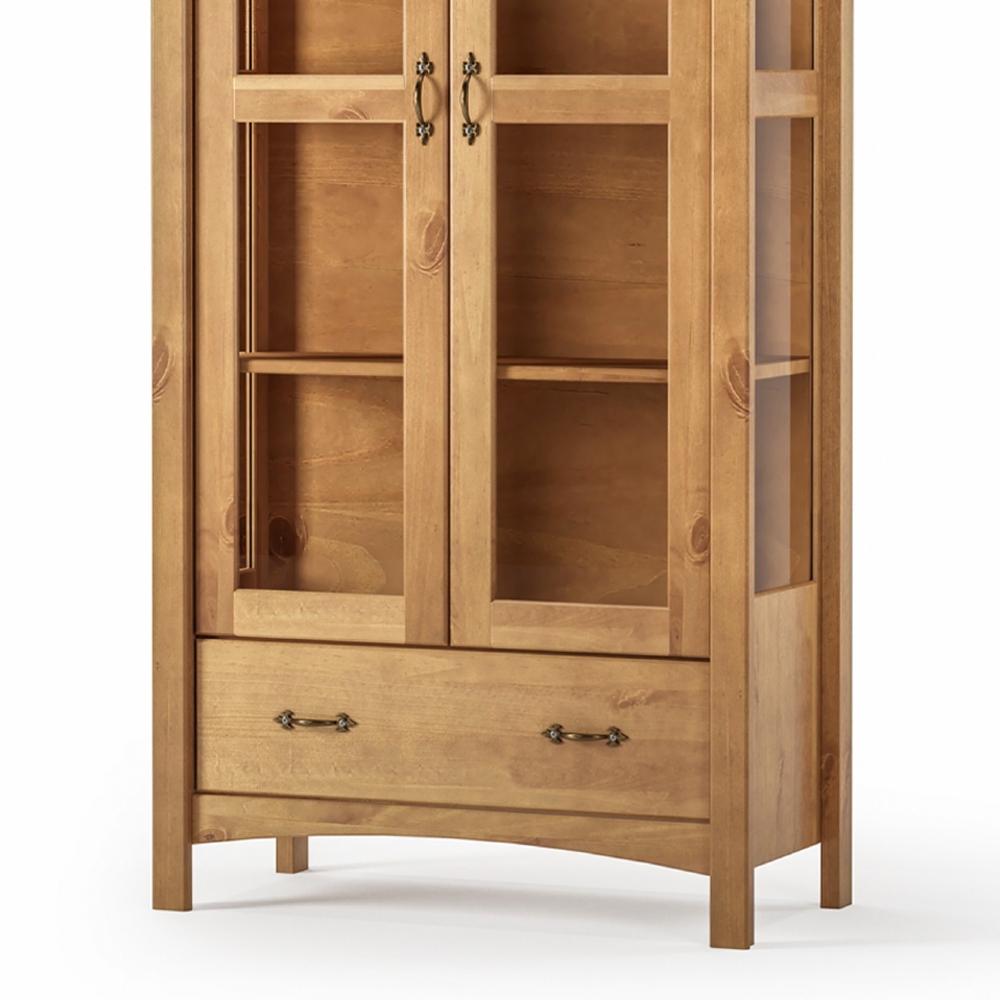 Cristaleira de Madeira 2 Portas e Gaveta Hazel Carvalho Z25 - Mpozenato