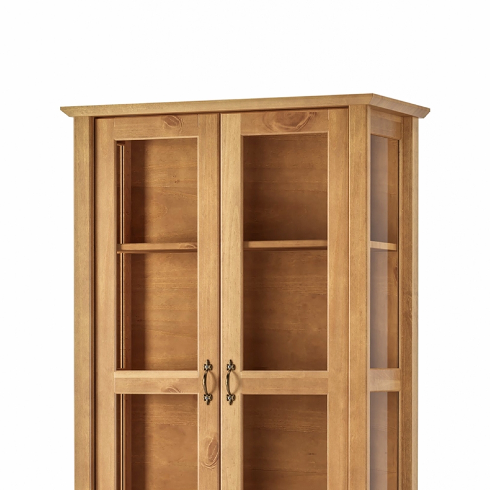 Cristaleira de Madeira 2 Portas e Gaveta Hazel Carvalho Z25 - Mpozenato