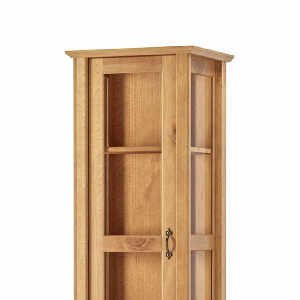 Cristaleira de Madeira 1 Porta de Vidro Hazel Carvalho Z25  - Mpozenato