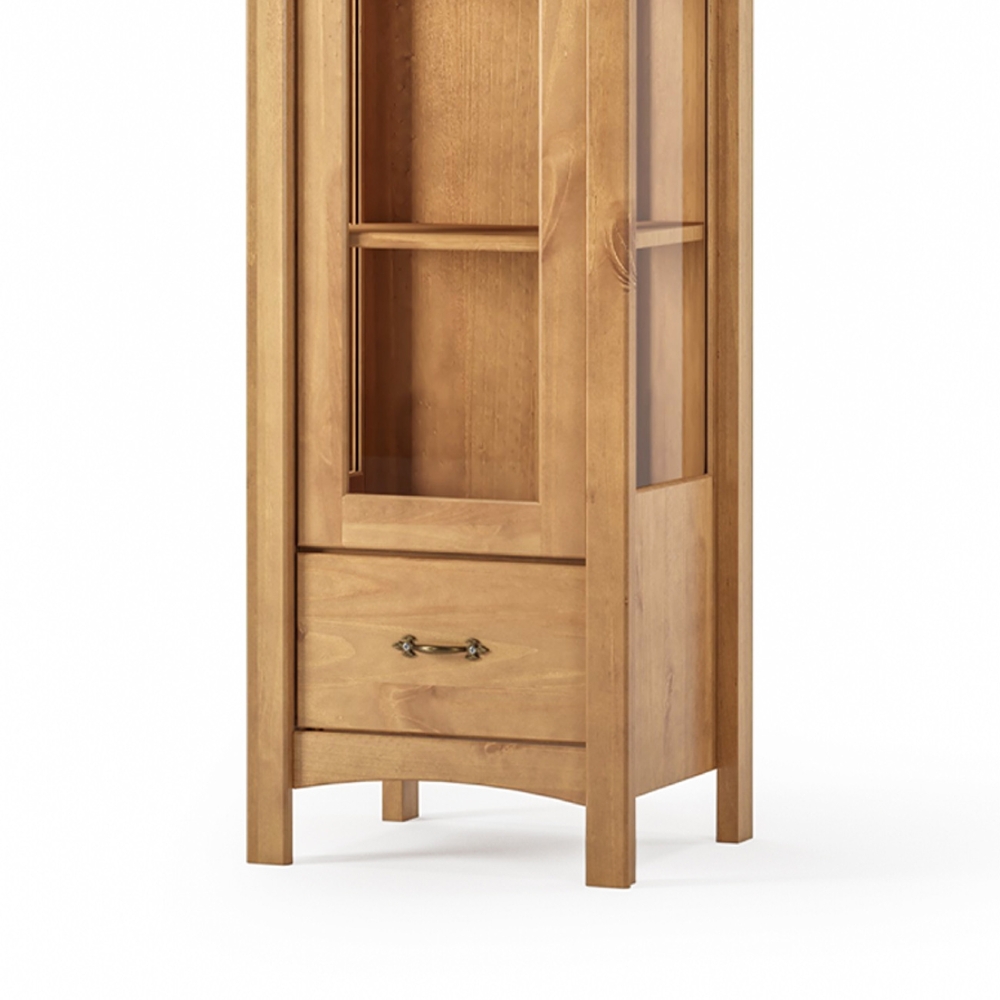 Cristaleira de Madeira 1 Porta de Vidro Hazel Carvalho Z25  - Mpozenato