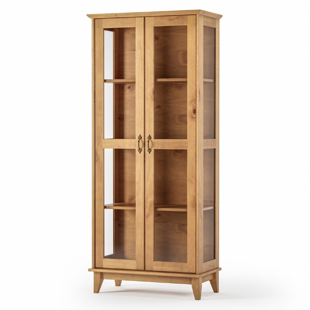 Cristaleira de Madeira 2 Portas de Vidro Hazel Carvalho Z25 - Mpozenato