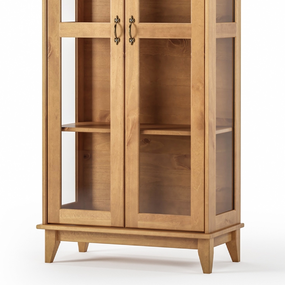 Cristaleira de Madeira 2 Portas de Vidro Hazel Carvalho Z25 - Mpozenato