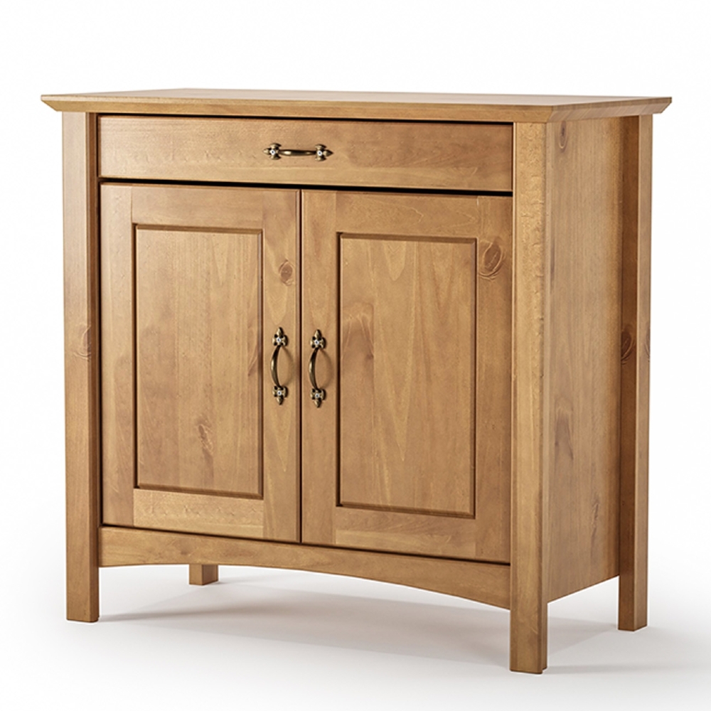 Aparador Buffet 93cm Madeira Maciça 2 Portas Hazel Carvalho Z25 - Mpozenato