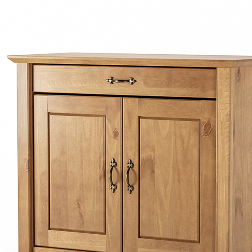 Aparador Buffet 93cm Madeira Maciça 2 Portas Hazel Carvalho Z25 - Mpozenato