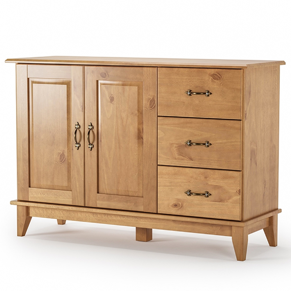 Aparador Buffet 120cm Madeira Maciça 2 Portas Hazel Carvalho Z25 - Mpozenato