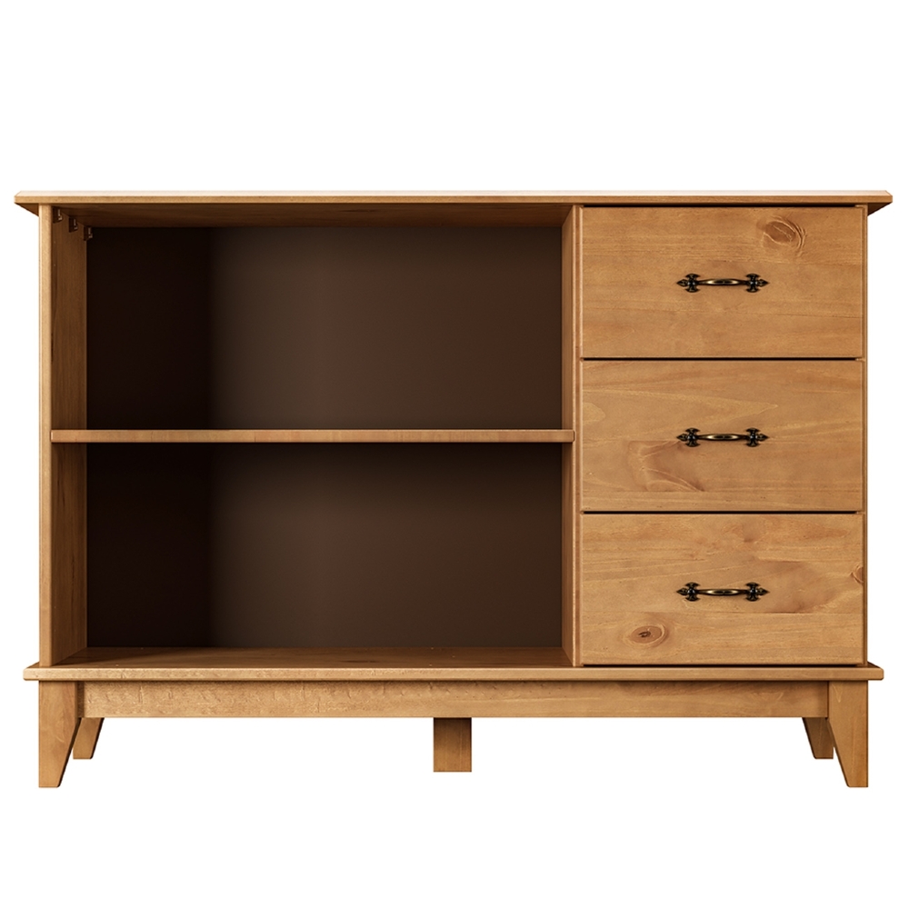 Aparador Buffet 120cm Madeira Maciça 2 Portas Hazel Carvalho Z25 - Mpozenato