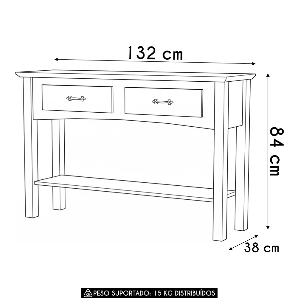 Aparador Sala de Estar 132cm Madeira 2 Gavetas Hazel Carvalho Z25 - Mpozenato