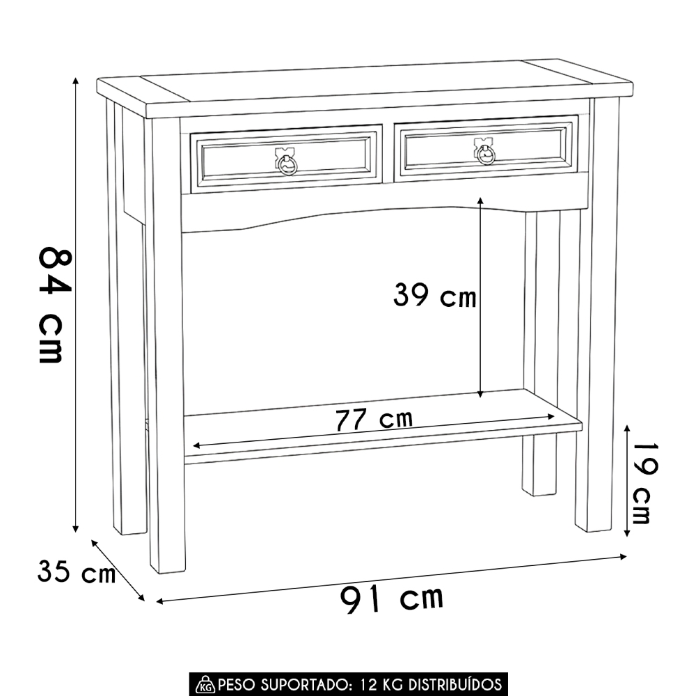 Aparador Sala de Estar 91cm Madeira 2 Gavetas Henry Imbuia Fosco Z25 - Mpozenato