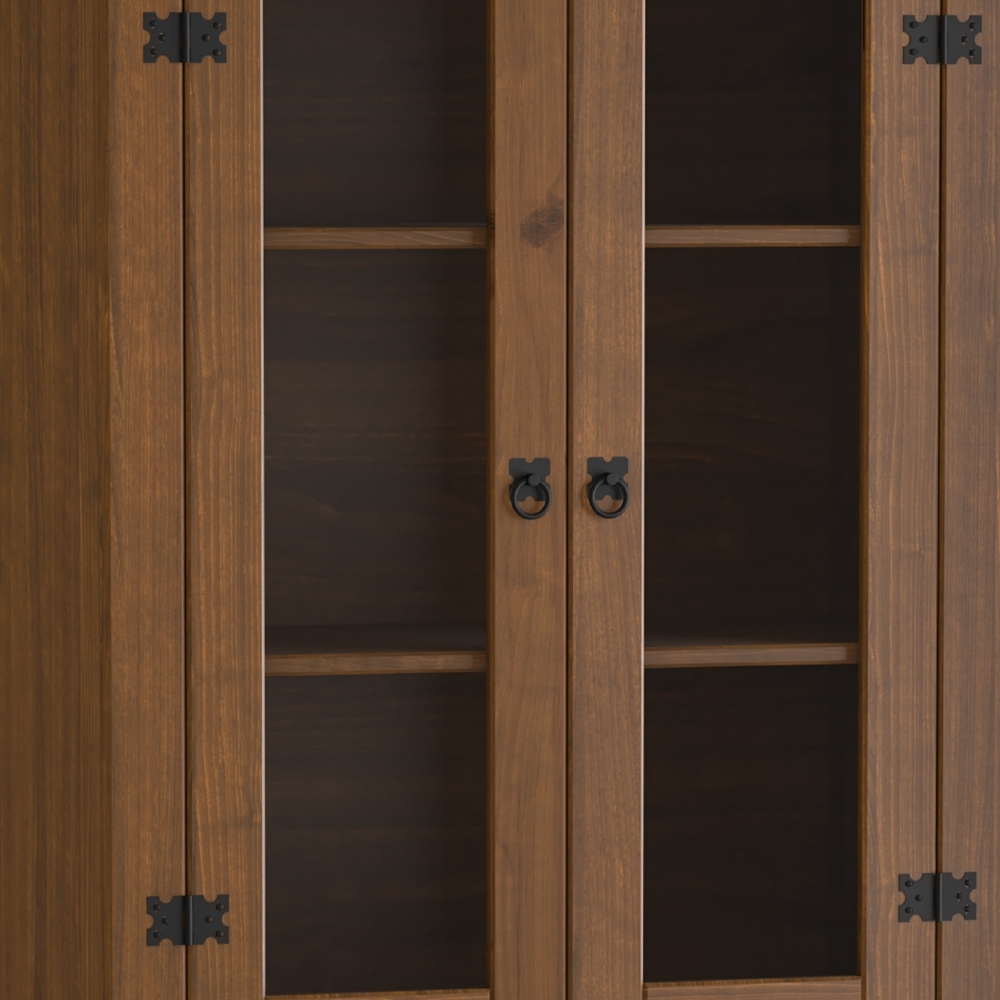 Cristaleira de Madeira 4 Portas de Vidro Henry Imbuia Fosco Z25 - Mpozenato