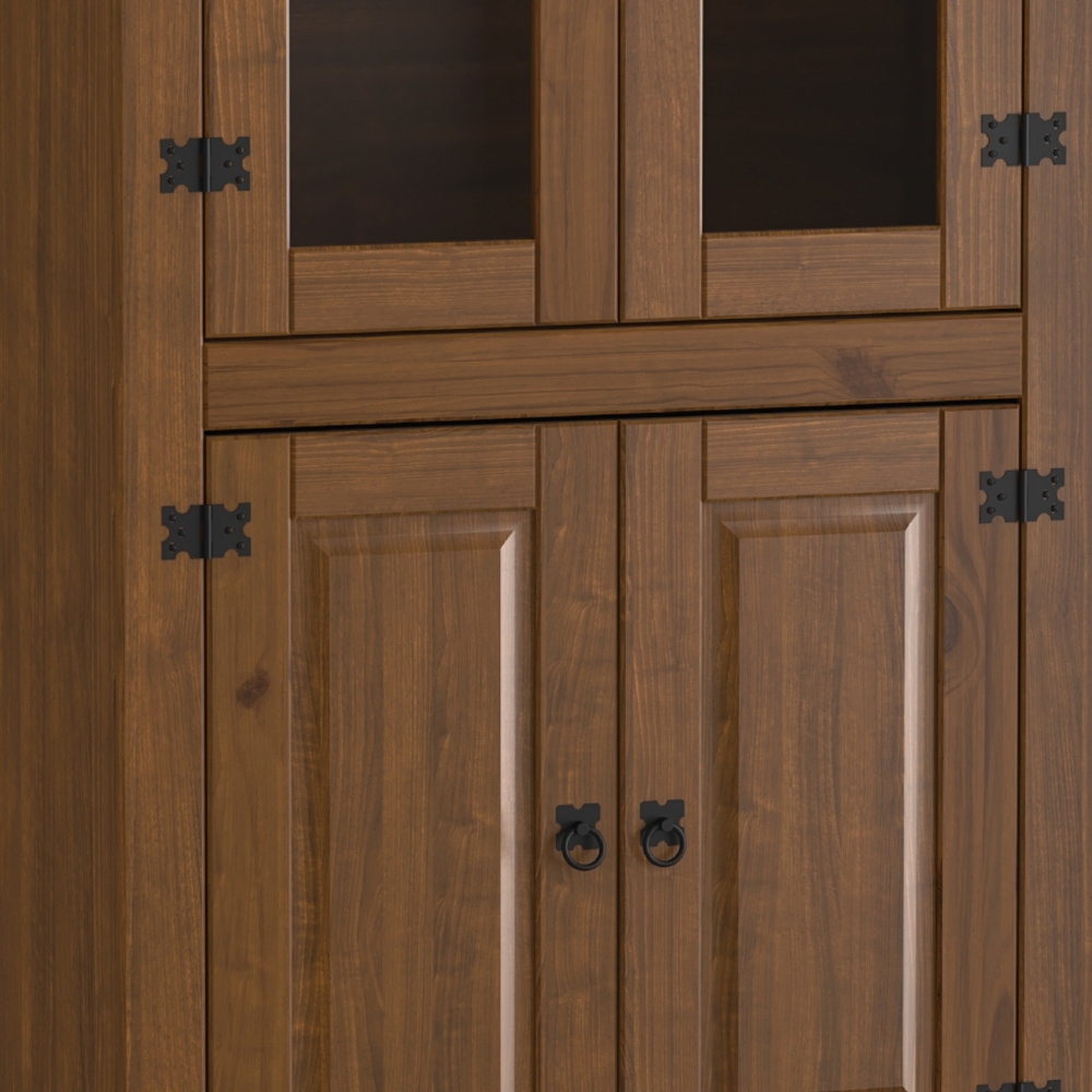 Cristaleira de Madeira 4 Portas de Vidro Henry Imbuia Fosco Z25 - Mpozenato