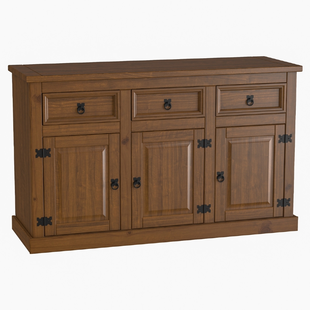 Aparador Buffet 132cm Madeira Maciça 2 Portas Henry Imbuia Fosco Z25 - Mpozenato