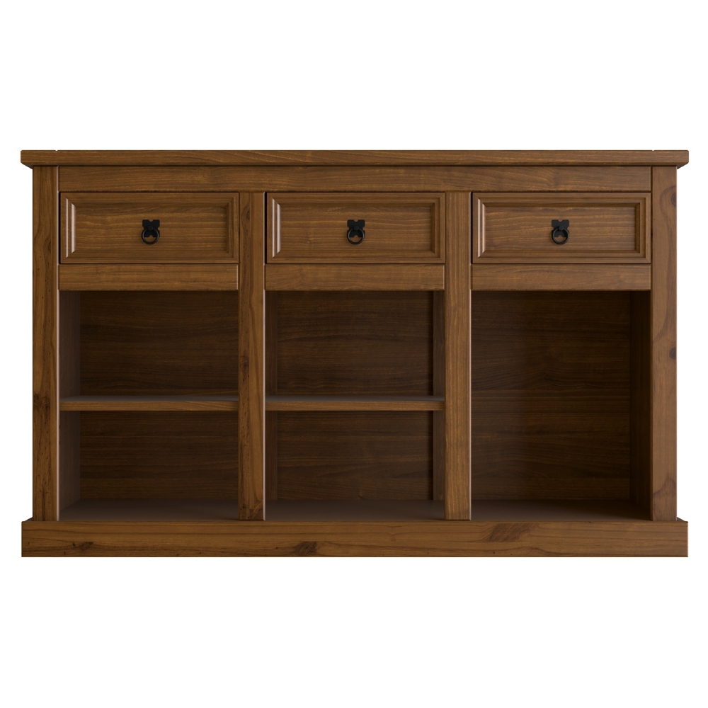 Aparador Buffet 132cm Madeira Maciça 2 Portas Henry Imbuia Fosco Z25 - Mpozenato
