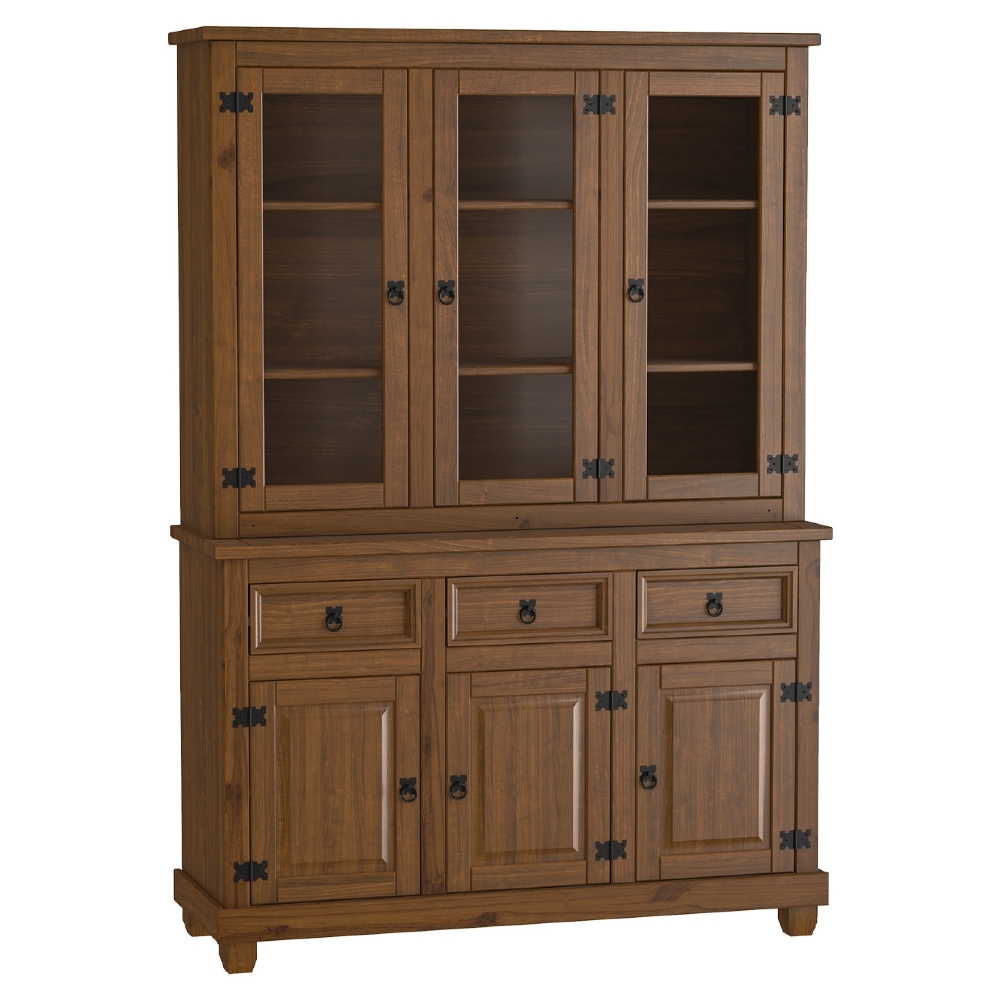 Armário Cristaleira de Madeira 6 Portas Henry Imbuia Fosco Z25 - Mpozenato