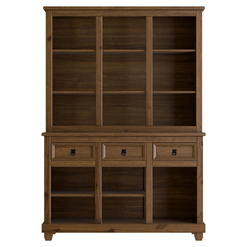 Armário Cristaleira de Madeira 6 Portas Henry Imbuia Fosco Z25 - Mpozenato