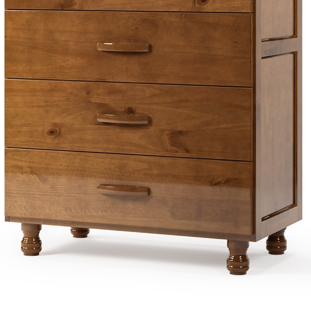 Cômoda Quarto 81cm Madeira Pinus 5 Gavetas Carl Imbuia Z25 - Mpozenato