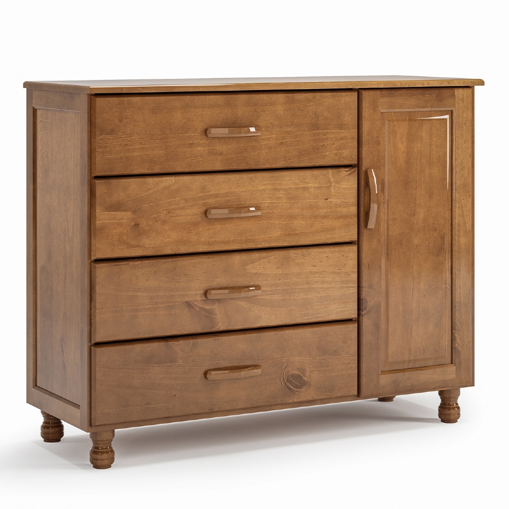 Cômoda Quarto 120cm Madeira Pinus 4 Gavetas Mateo Imbuia Z25 - Mpozenato