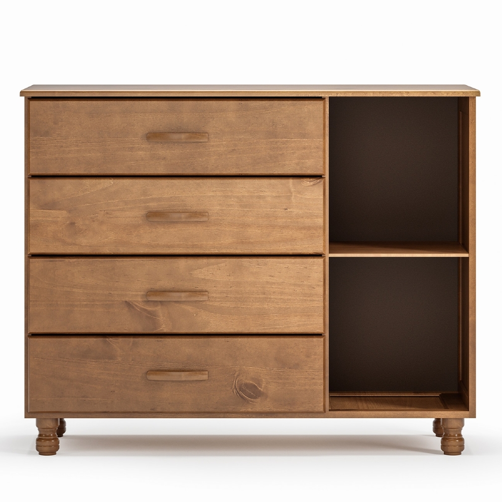 Cômoda Quarto 120cm Madeira Pinus 4 Gavetas Mateo Imbuia Z25 - Mpozenato