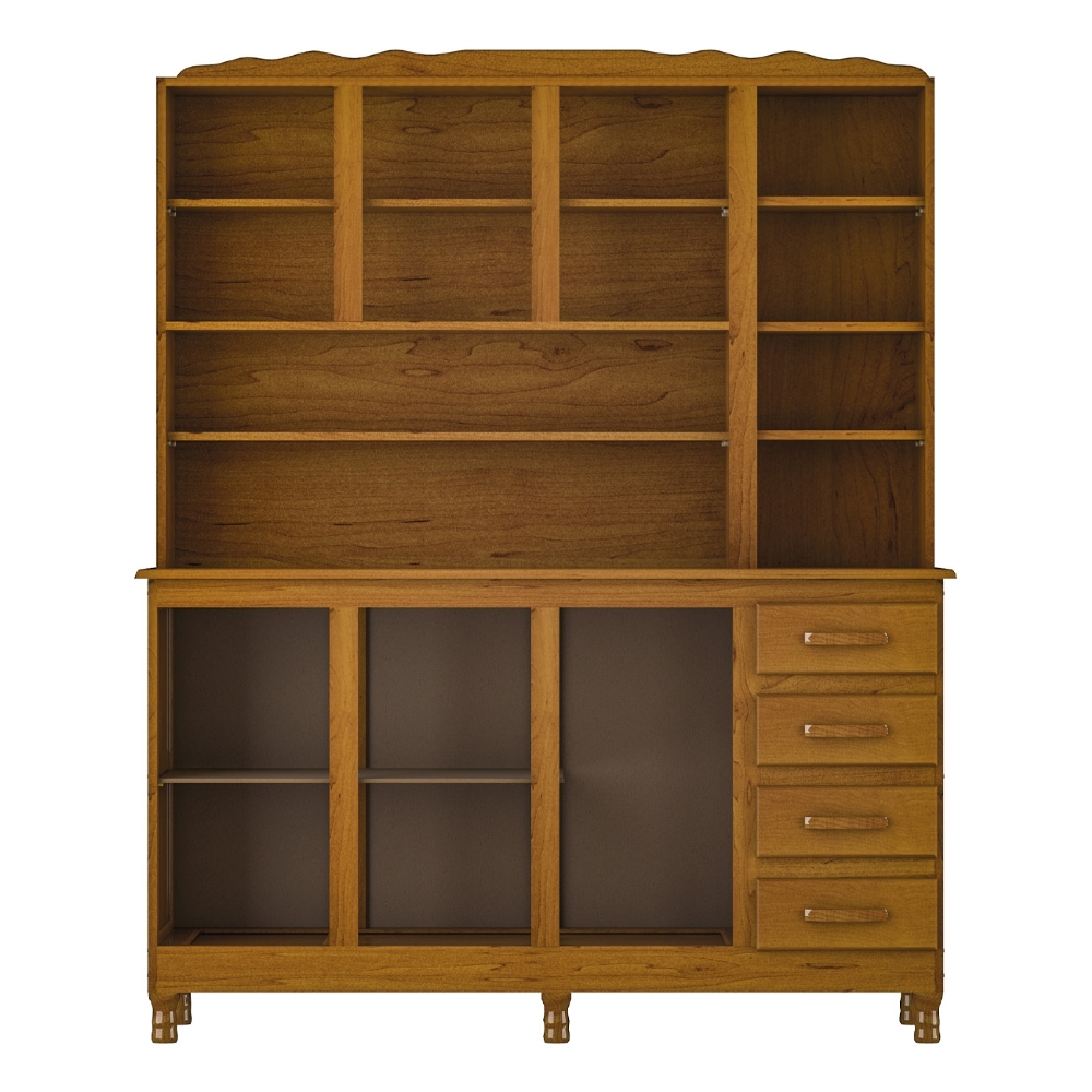 Armário Cozinha Compacta 159cm Madeira 7 Portas Daisy Imbuia Z25 - Mpozenato