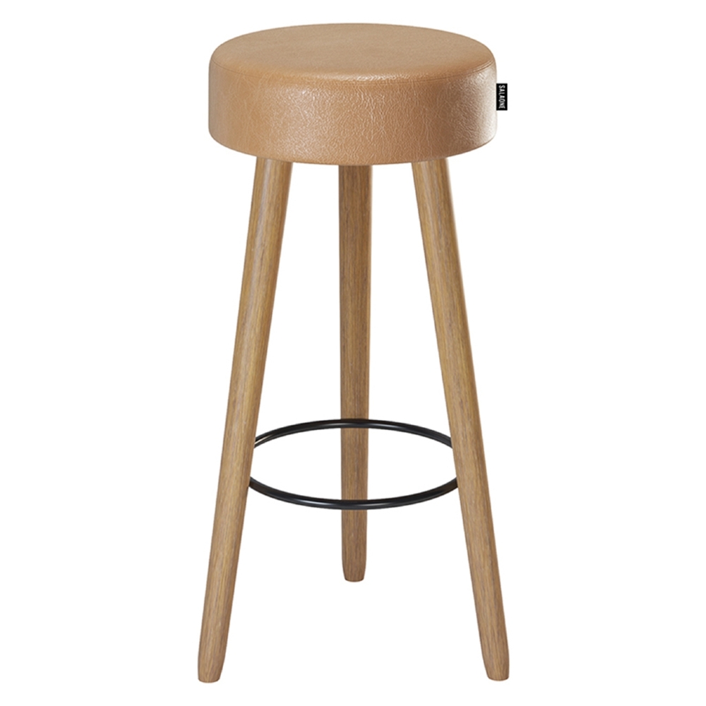 Banqueta Alta Estofada Pés Palito Hong Sintético Amarula S08 - Mpozenato