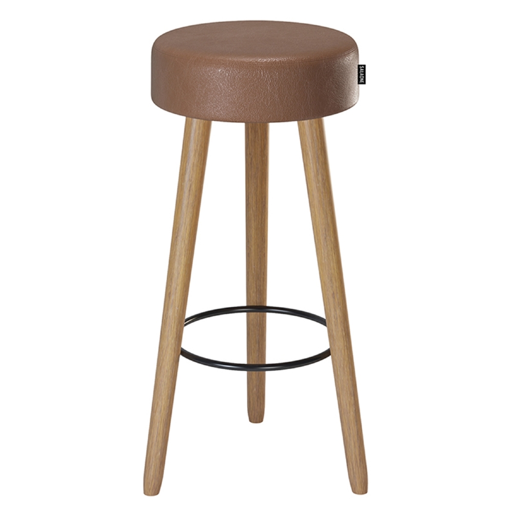 Banqueta Alta Estofada Pés Palito Hong Sintético Café S08   - Mpozenato